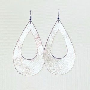 Real Genuine Leather Earrings - Metallic Pink